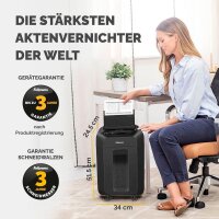 Fellowes AutoMax 90M Aktenvernichter mit Partikelschnitt P-4, 4 x 12 mm, bis 90 Blatt, schwarz