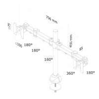 Neomounts Monitor-Halterung FPMA-D960DG schwarz für 2 Monitore, Tischbohrung