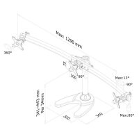 Neomounts Monitor-Halterung FPMA-D700DD3 schwarz für 3 Monitore, Tischbohrung