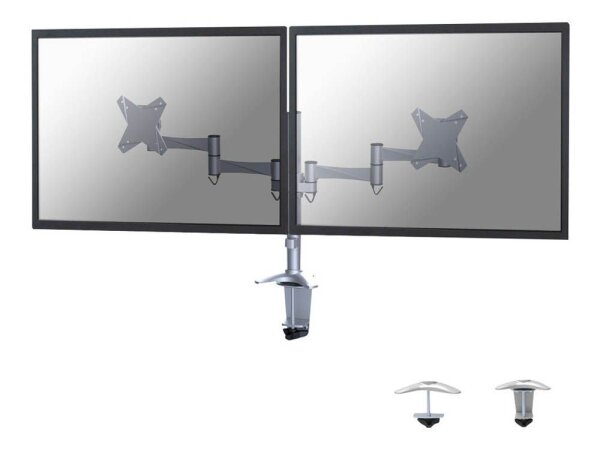Neomounts Monitor-Halterung FPMA-D1330D silber für 2 Monitore, Tischklemme, Tischbohrung
