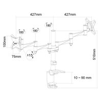 Neomounts Monitor-Halterung FPMA-D1330D silber für 2 Monitore, Tischklemme, Tischbohrung