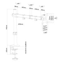 Neomounts Monitor-Halterung FPMA-D550BLACK schwarz für 1 Monitor, Tischklemme, Tischbohrung
