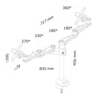 Neomounts Monitor-Halterung FPMA-D935DG silber für 2 Monitore