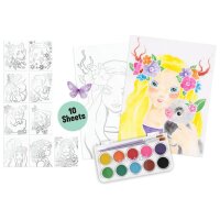 DEPESCHE TOPModel Colour me up Wasserfarbkasten 10 Bogen Aquarell-Papier, 2 Pins