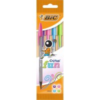 BIC Kugelschreiber Cristal Fun transparent, Schreibfarbe: farbsortiert, 4 St.