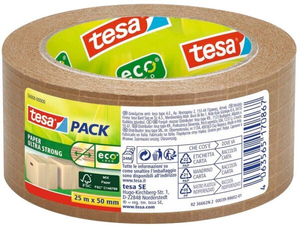 tesa Packband tesapack® Papier Ultra Strong fadenverstärkt braun 50,0 mm x 25,0 m 1 Rolle