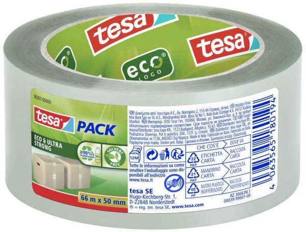 tesa Packband tesapack® Ultra Strong Recycled transparent 50,0 mm x 66,0 m 1 Rolle