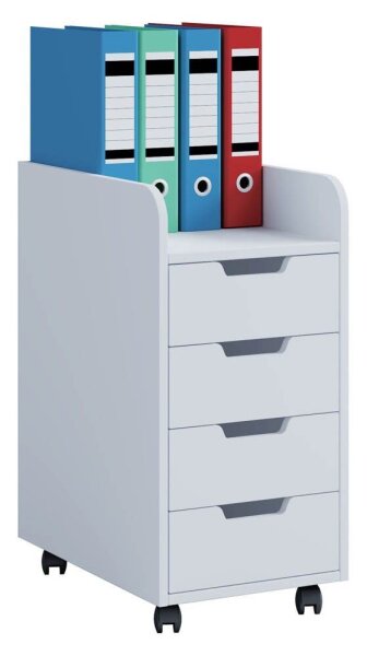 VCM my office Konal Mini Rollcontainer weiß 4 Auszüge 33,0 x 40,0 x 65,0 cm