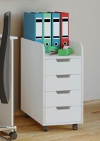 VCM my office Konal Mini Rollcontainer weiß 4 Auszüge 33,0 x 40,0 x 65,0 cm