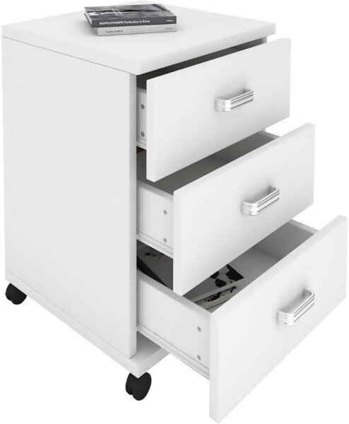 VCM my office Tobila Rollcontainer weiß 3 Auszüge 45,0 x 44,0 x 58,0 cm
