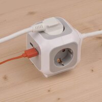 brennenstuhl ALEA-Power 2-fach Steckdosenwürfel  1,4 m grau mit USB-Buchse