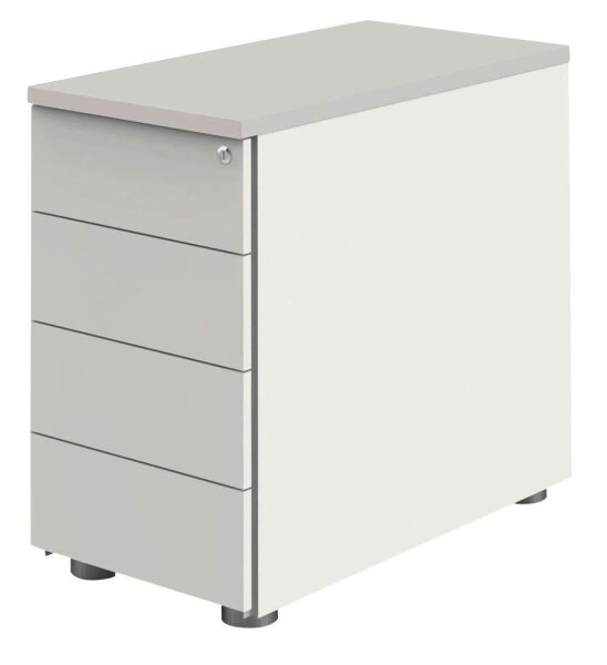 Kerkmann Move Standcontainer weiß, lichtgrau 4 Auszüge ohne-Muldengriff weiß 42,0 x 80,0 x 72,0 - 76,0 cm