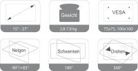 JENIMAGE Monitor-Halterung FD230TK JI-FD230TK weiß, schwarz für 2 Monitore, Tischklemme