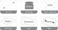 JENIMAGE Monitor-Halterung FD120WM JI-FD120WM weiß, schwarz für 1 Monitor, Wandhalterung