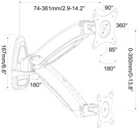 JENIMAGE Monitor-Halterung FD120WM JI-FD120WM weiß, schwarz für 1 Monitor, Wandhalterung