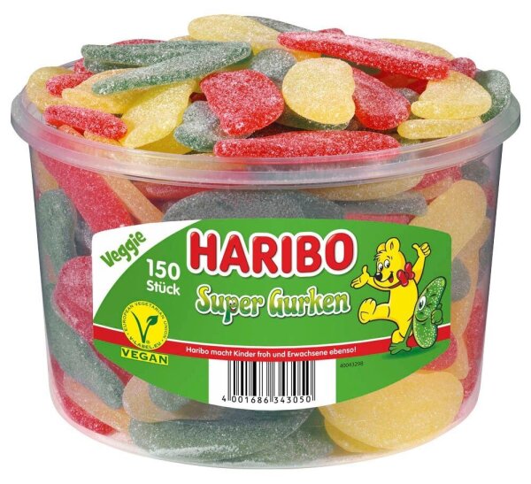 HARIBO Super Gurken Fruchtgummi 1350,0 g, 150 St.