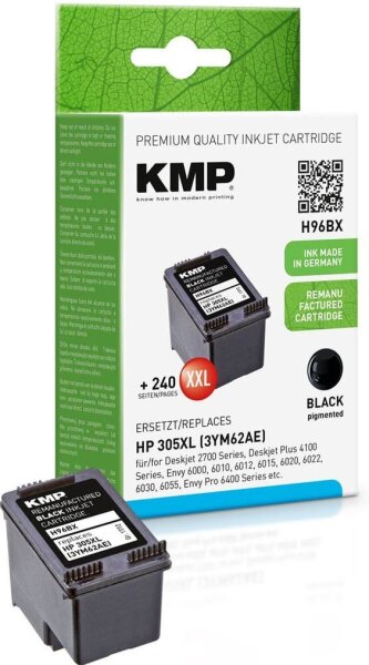 KMP H96BX schwarz Druckerpatrone kompatibel zu HP 305XL (3YM62AE)