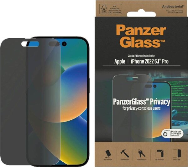 PanzerGlass™ Display-Blickschutzglas für Apple iPhone 14 Pro