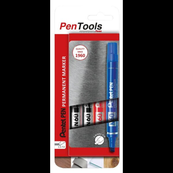 Pentel PenTool N50XL-PRO1AEU Permanentmarker farbsortiert 1,5 - 7,0 mm, 4 St.