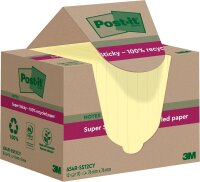 Post-it® Super Sticky Recycling Notes Haftnotizen extrastark gelb, 12 Blöcke