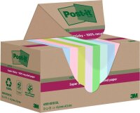 Post-it® Super Sticky Recycling Notes Haftnotizen extrastark farbsortiert, 12 Blöcke