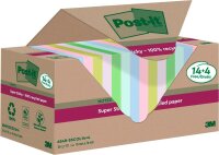 Post-it® Super Sticky Recycling Notes Haftnotizen extrastark farbsortiert, 18 Blöcke