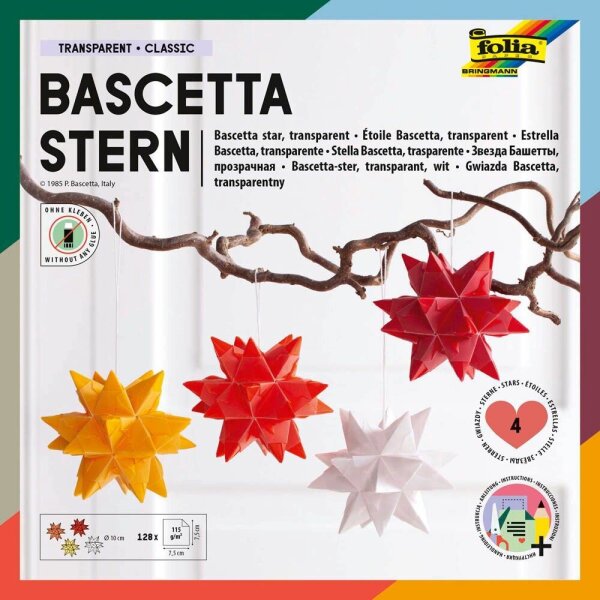 folia Faltblätter Bascetta-Stern Mini weiß, gelb, rot, orange 128 Blatt