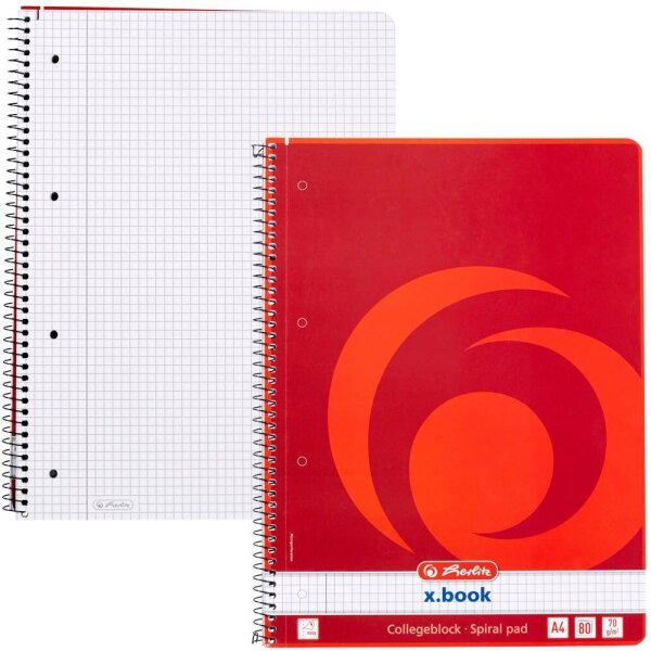 herlitz Collegeblock x.book kariert DIN A4 Innenrand, 1 Block