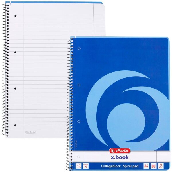 herlitz Collegeblock x.book Lineatur 27 liniert DIN A4 Innen- und Außenrand, 1 Block