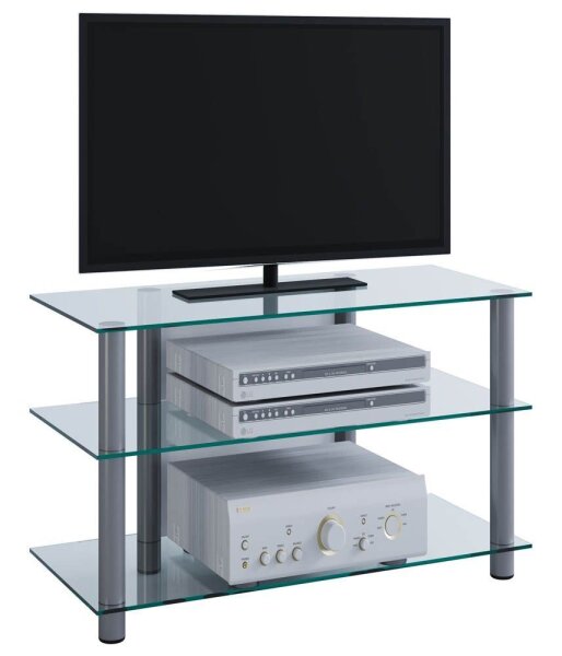 VCM my media TV-Rack Sindas silber, klarglas