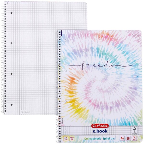 herlitz Collegeblock x.book Freedom kariert DIN A4 Innen- und Außenrand, 1 Block