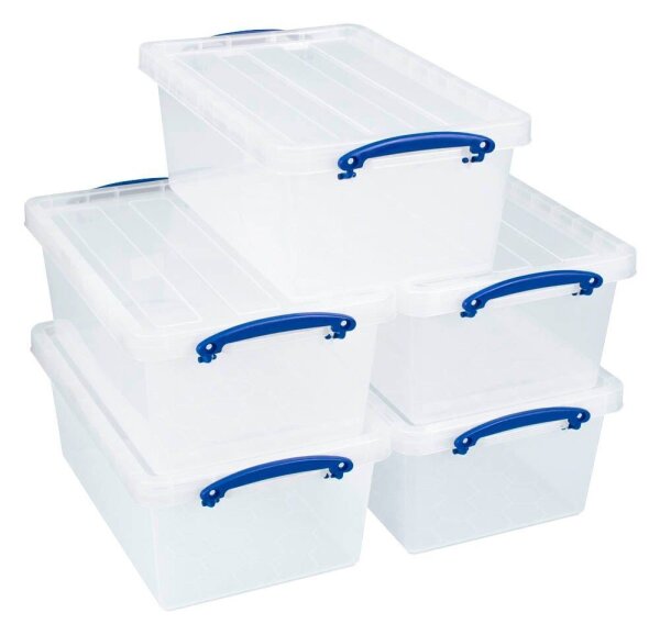 Really Useful Box Aufbewahrungsboxen 5x 10,2 l transparent 40,5 x 26,0 x 16,0 cm, 5 St.