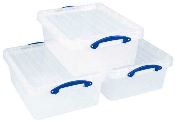 Really Useful Box Aufbewahrungsboxen 3x 23,5 l transparent 50,0 x 39,5 x 19,5 cm, 3 St.