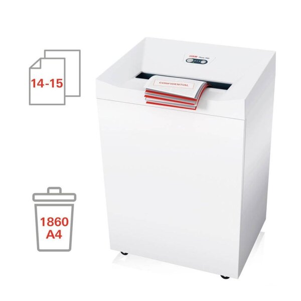 HSM Pure 740 Aktenvernichter mit Partikelschnitt P-5, 1,9 x 15 mm, bis 15 Blatt, weiß