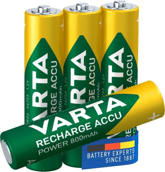 VARTA Akkus RECHARGE ACCU Power Ni-MH Micro AAA 800 mAh, 4 St.
