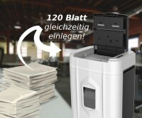 LMG AUTO120P5 Aktenvernichter mit Partikelschnitt P-5, 2 x 12 mm, bis 120 Blatt, weiß