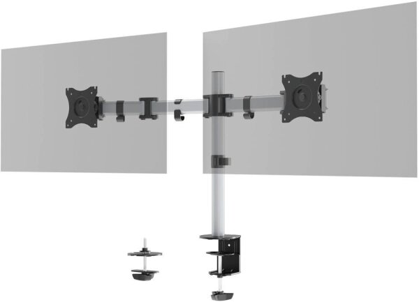 DURABLE Monitor-Halterung SELECT 509523 silber für 2 Monitore, Tischklemme, Tischbohrung