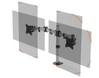 DURABLE Monitor-Halterung SELECT 509523 silber für 2 Monitore, Tischklemme, Tischbohrung
