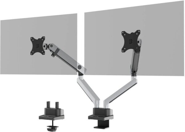 DURABLE Monitor-Halterung SELECT PLUS 509723 silber für 2 Monitore, Tischklemme, Tischbohrung