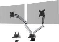 DURABLE Monitor-Halterung SELECT PLUS 509723 silber für 2 Monitore, Tischklemme, Tischbohrung