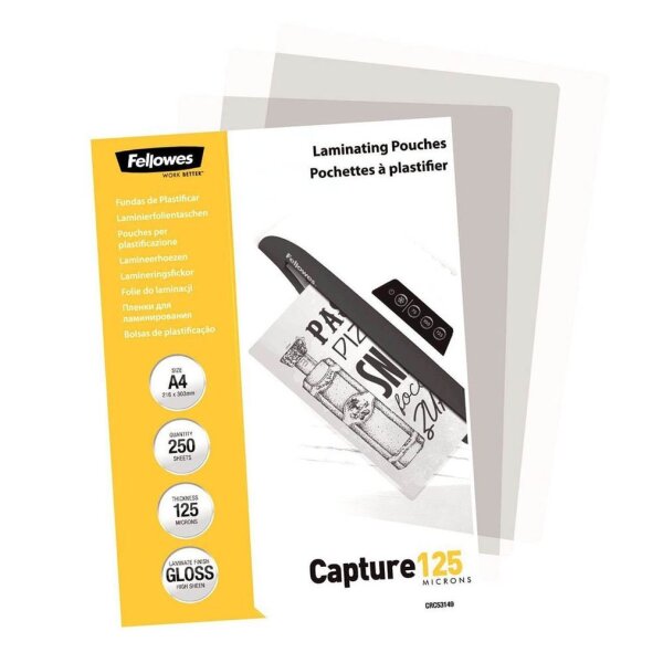 Fellowes Laminierfolien glänzend für A4 125 micron, 250 St.