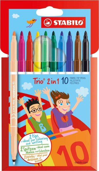 STABILO Trio 2in1 Filzstifte farbsortiert, 10 St.