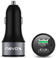 nevox USB PD TYPE C + QC3.0 Kfz-Ladeadapter schwarz, 63...