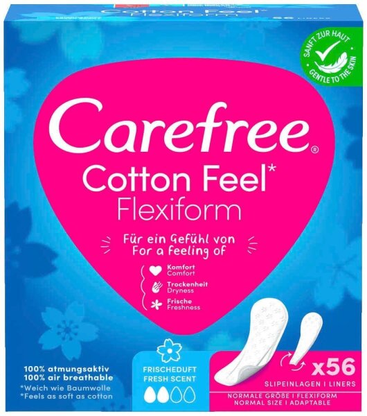 Carefree Slipeinlagen Cotton Feel Flexiform mit Frischeduft, 56 St.