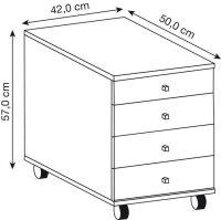 VCM my office Lona Rollcontainer weiß 4 Auszüge 42,0 x 50,0 x 57,0 cm
