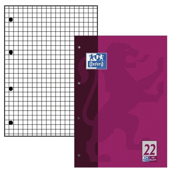 OXFORD Briefblock Schule gelocht DIN A4 kariert Lineatur 22, 1 Block