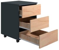 VCM my office Dalosa Rollcontainer anthrazit, eiche 3 Auszüge 39,0 x 45,0 x 55,0 cm