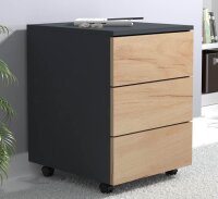 VCM my office Dalosa Rollcontainer anthrazit, eiche 3 Auszüge 39,0 x 45,0 x 55,0 cm