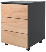 VCM my office Dalosa Rollcontainer anthrazit, eiche 3 Auszüge 39,0 x 45,0 x 55,0 cm