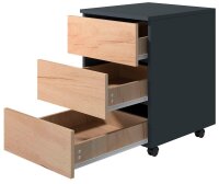 VCM my office Dalosa Rollcontainer anthrazit, eiche 3 Auszüge 39,0 x 45,0 x 55,0 cm